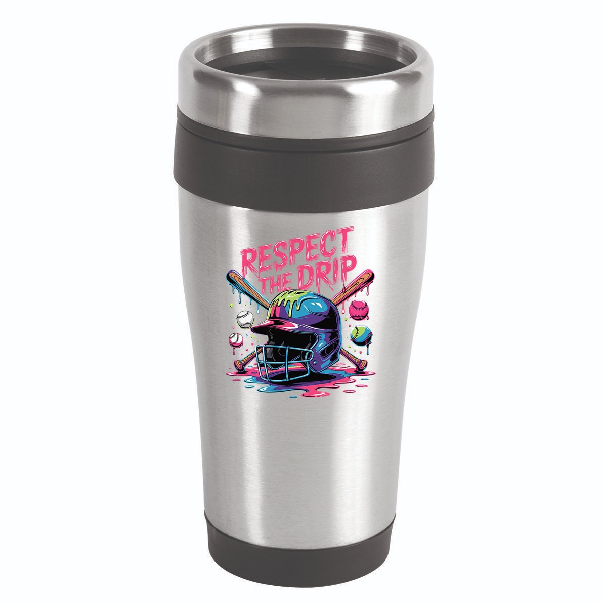 Respect The Drip Baseball Bat Ice Cream Drip 16oz Travel Tumbler
