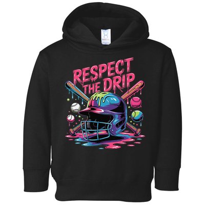 Respect The Drip Baseball Bat Ice Cream Drip Toddler Hoodie