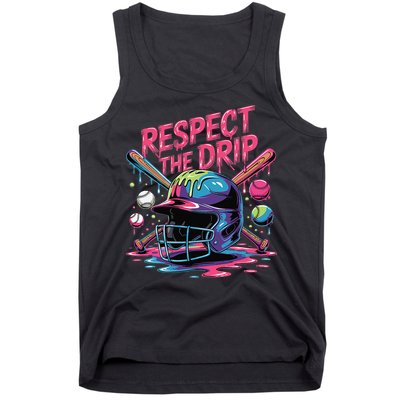 Respect The Drip Baseball Bat Ice Cream Drip Tank Top