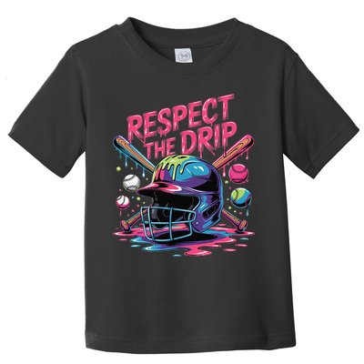 Respect The Drip Baseball Bat Ice Cream Drip Toddler T-Shirt