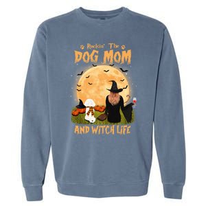 Rocking The Dog Mom And Witch Life Bichon Frise Halloween Cute Gift Garment-Dyed Sweatshirt