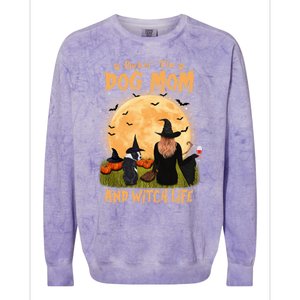 Rocking The Dog Mom And Witch Life Boston Terrier Halloween Gift Colorblast Crewneck Sweatshirt