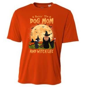 Rocking The Dog Mom And Witch Life Boston Terrier Halloween Gift Cooling Performance Crew T-Shirt