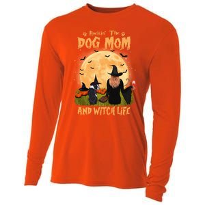 Rocking The Dog Mom And Witch Life Boston Terrier Halloween Gift Cooling Performance Long Sleeve Crew