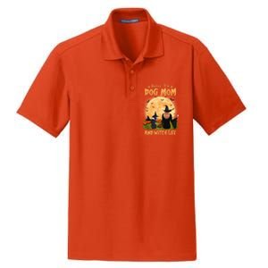 Rocking The Dog Mom And Witch Life Boston Terrier Halloween Gift Dry Zone Grid Polo