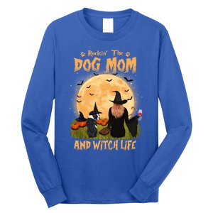 Rocking The Dog Mom And Witch Life Boston Terrier Halloween Gift Long Sleeve Shirt