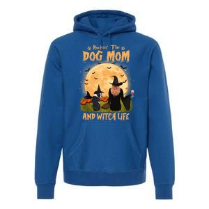 Rocking The Dog Mom And Witch Life Boston Terrier Halloween Gift Premium Hoodie