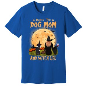 Rocking The Dog Mom And Witch Life Boston Terrier Halloween Gift Premium T-Shirt