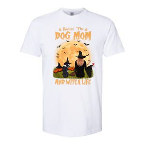 Rocking The Dog Mom And Witch Life Boston Terrier Halloween Gift Softstyle CVC T-Shirt