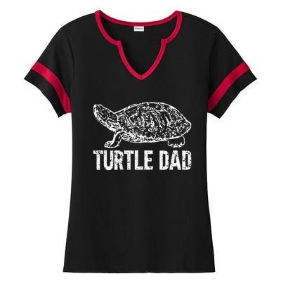 Retro Turtle Dad Turtle Daddy Tortoise Lover Fathers Day Ladies Halftime Notch Neck Tee