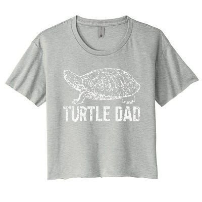 Retro Turtle Dad Turtle Daddy Tortoise Lover Fathers Day Women's Crop Top Tee