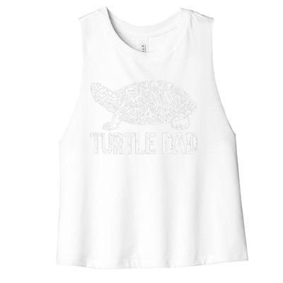 Retro Turtle Dad Turtle Daddy Tortoise Lover Fathers Day Women's Racerback Cropped Tank