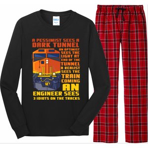 Railroad Train Engineer Sees 3 Idiots On The Tracks Long Sleeve Pajama Set