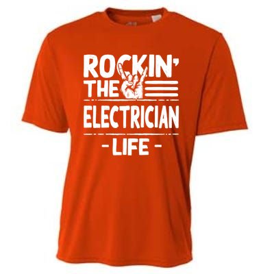 Rocking The Electrician Life Funny Electrical Line Humor Gift Cooling Performance Crew T-Shirt