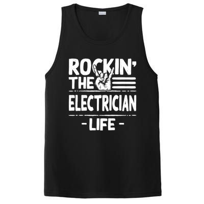 Rocking The Electrician Life Funny Electrical Line Humor Gift PosiCharge Competitor Tank