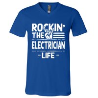 Rocking The Electrician Life Funny Electrical Line Humor Gift V-Neck T-Shirt