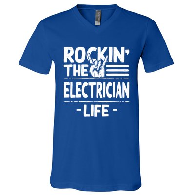 Rocking The Electrician Life Funny Electrical Line Humor Gift V-Neck T-Shirt