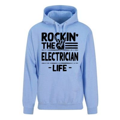 Rocking The Electrician Life Funny Electrical Line Humor Gift Unisex Surf Hoodie