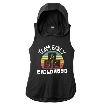 retro Team Early Childhood Preschool Teacher Ladies PosiCharge Tri-Blend Wicking Draft Hoodie Tank