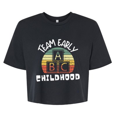 retro Team Early Childhood Preschool Teacher Bella+Canvas Jersey Crop Tee