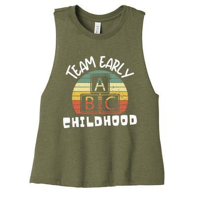 retro Team Early Childhood Preschool Teacher Women's Racerback Cropped Tank