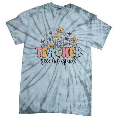 Retro Teacher End Of The Yearwildflower Teacher Second Grade Cool Gift Tie-Dye T-Shirt