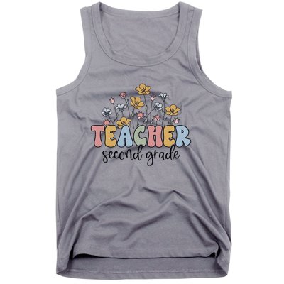 Retro Teacher End Of The Yearwildflower Teacher Second Grade Cool Gift Tank Top