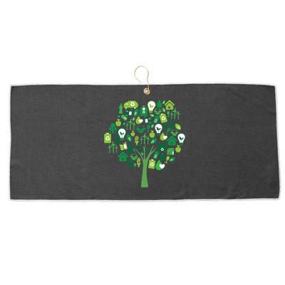 Recycle Tree Environt And Earth Day Ecology Green Energy Gift Large Microfiber Waffle Golf Towel