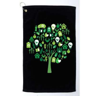 Recycle Tree Environt And Earth Day Ecology Green Energy Gift Platinum Collection Golf Towel