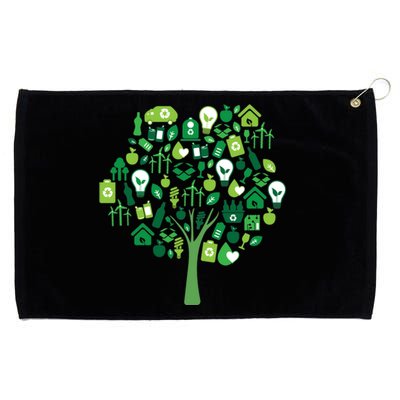 Recycle Tree Environt And Earth Day Ecology Green Energy Gift Grommeted Golf Towel