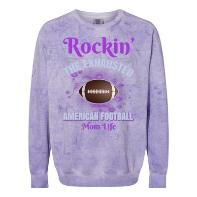 Rockin' The Exhausted American Football Mom Life Colorblast Crewneck Sweatshirt