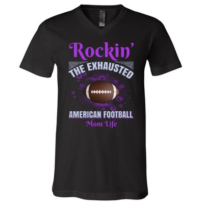 Rockin' The Exhausted American Football Mom Life V-Neck T-Shirt