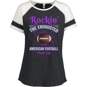 Rockin' The Exhausted American Football Mom Life Enza Ladies Jersey Colorblock Tee