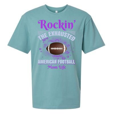 Rockin' The Exhausted American Football Mom Life Sueded Cloud Jersey T-Shirt