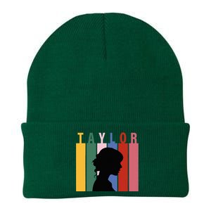 Retro Taylor First Name Personalized Groovy Birthday Girl Knit Cap Winter Beanie