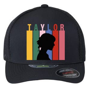 Retro Taylor First Name Personalized Groovy Birthday Girl Flexfit Unipanel Trucker Cap