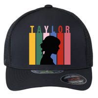 Retro Taylor First Name Personalized Groovy Birthday Girl Flexfit Unipanel Trucker Cap