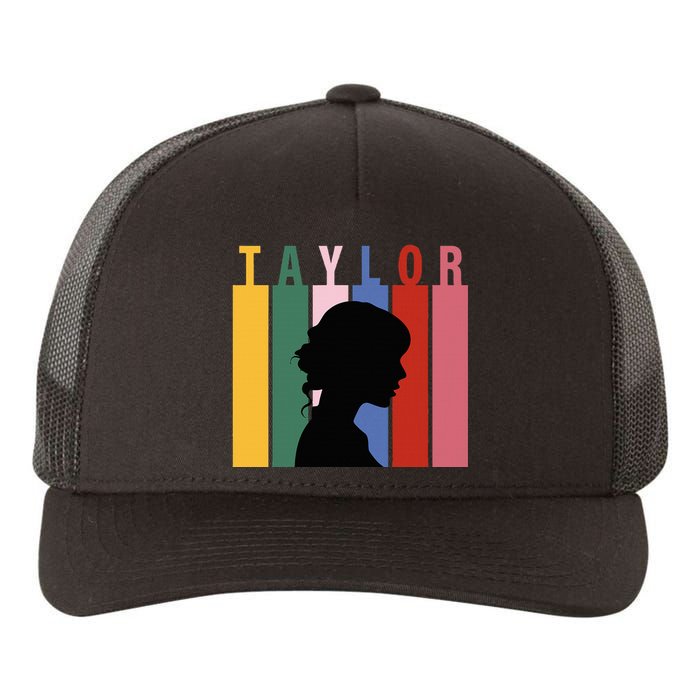 Retro Taylor First Name Personalized Groovy Birthday Girl Yupoong Adult 5-Panel Trucker Hat