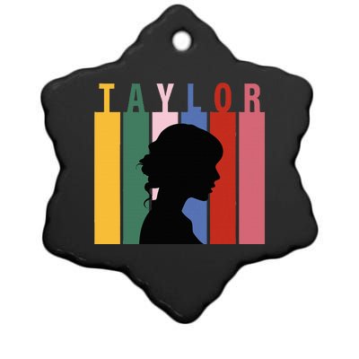 Retro Taylor First Name Personalized Groovy Birthday Girl Ceramic Star Ornament