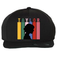 Retro Taylor First Name Personalized Groovy Birthday Girl Wool Snapback Cap