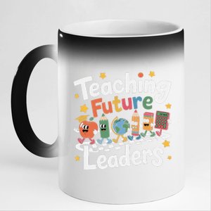 Retro Teaching Future Leaders Teacher 100 Days Of School 11oz Black Color Changing Mug