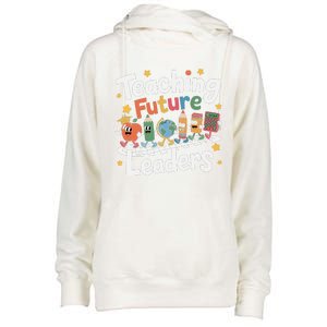 Retro Teaching Future Leaders Teacher 100 Days Of School Womens Funnel Neck Pullover Hood