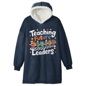 Retro Teaching Future Leaders Teacher 100 Days Of School Hooded Wearable Blanket