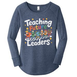 Retro Teaching Future Leaders Teacher 100 Days Of School Women's Perfect Tri Tunic Long Sleeve Shirt