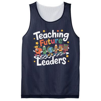 Retro Teaching Future Leaders Teacher 100 Days Of School Mesh Reversible Basketball Jersey Tank