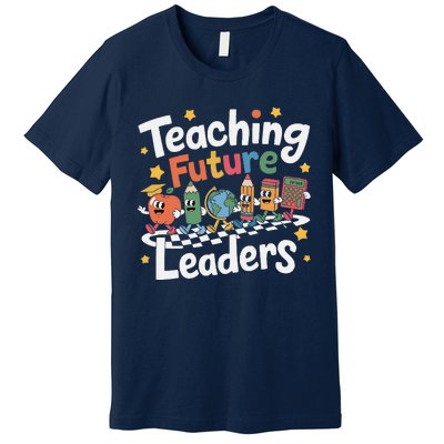 Retro Teaching Future Leaders Teacher 100 Days Of School Premium T-Shirt