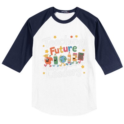 Retro Teaching Future Leaders Teacher 100 Days Of School Baseball Sleeve Shirt