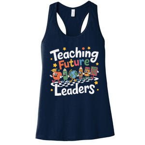 Retro Teaching Future Leaders Teacher 100 Days Of School Women's Racerback Tank