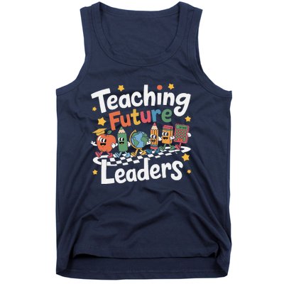 Retro Teaching Future Leaders Teacher 100 Days Of School Tank Top