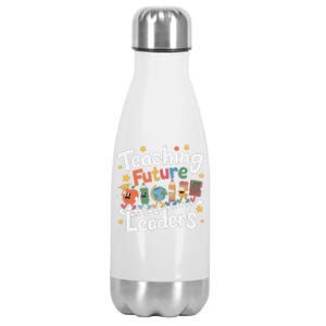 Retro Teaching Future Leaders Teacher 100 Days Of School Stainless Steel Insulated Water Bottle